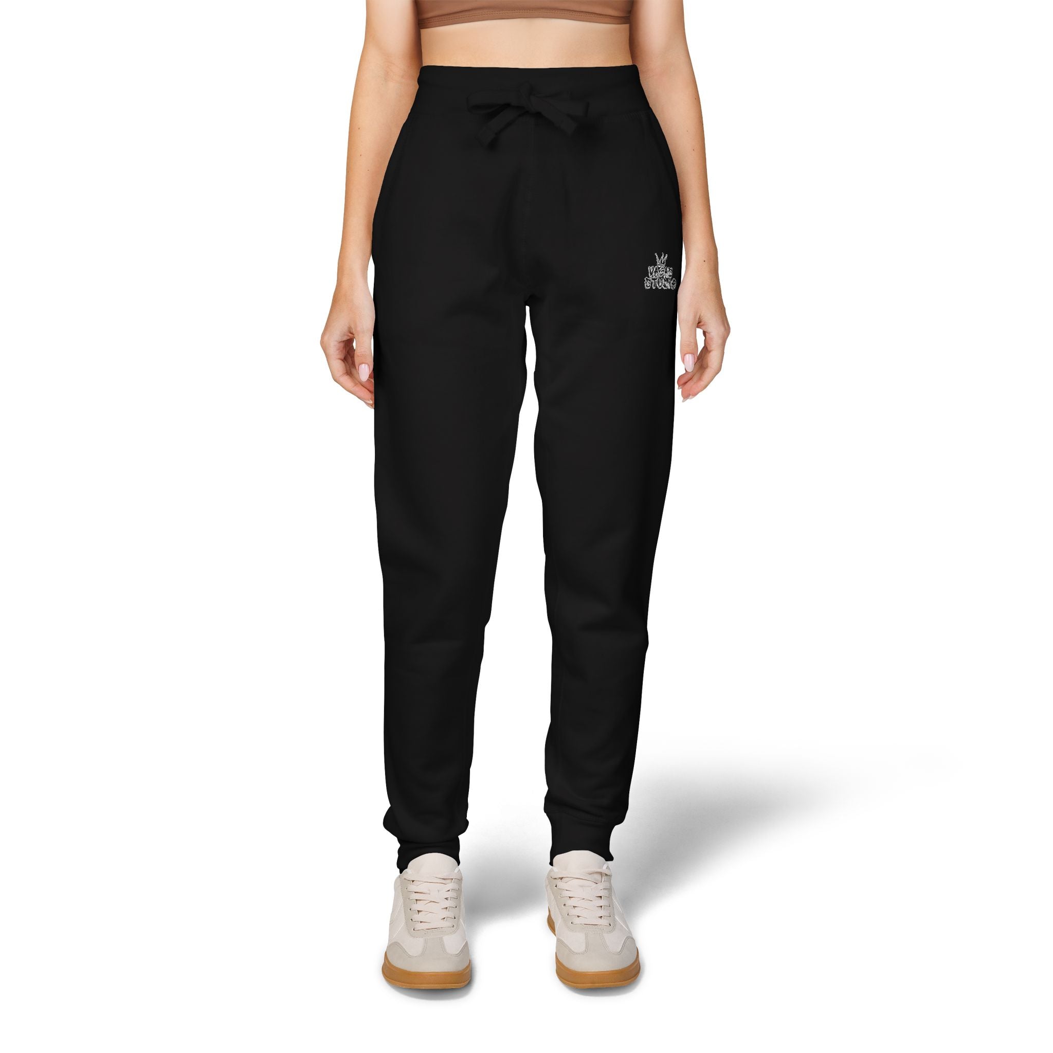 VAGAS studio  —  Embroidered Black Fleece Sweatpants