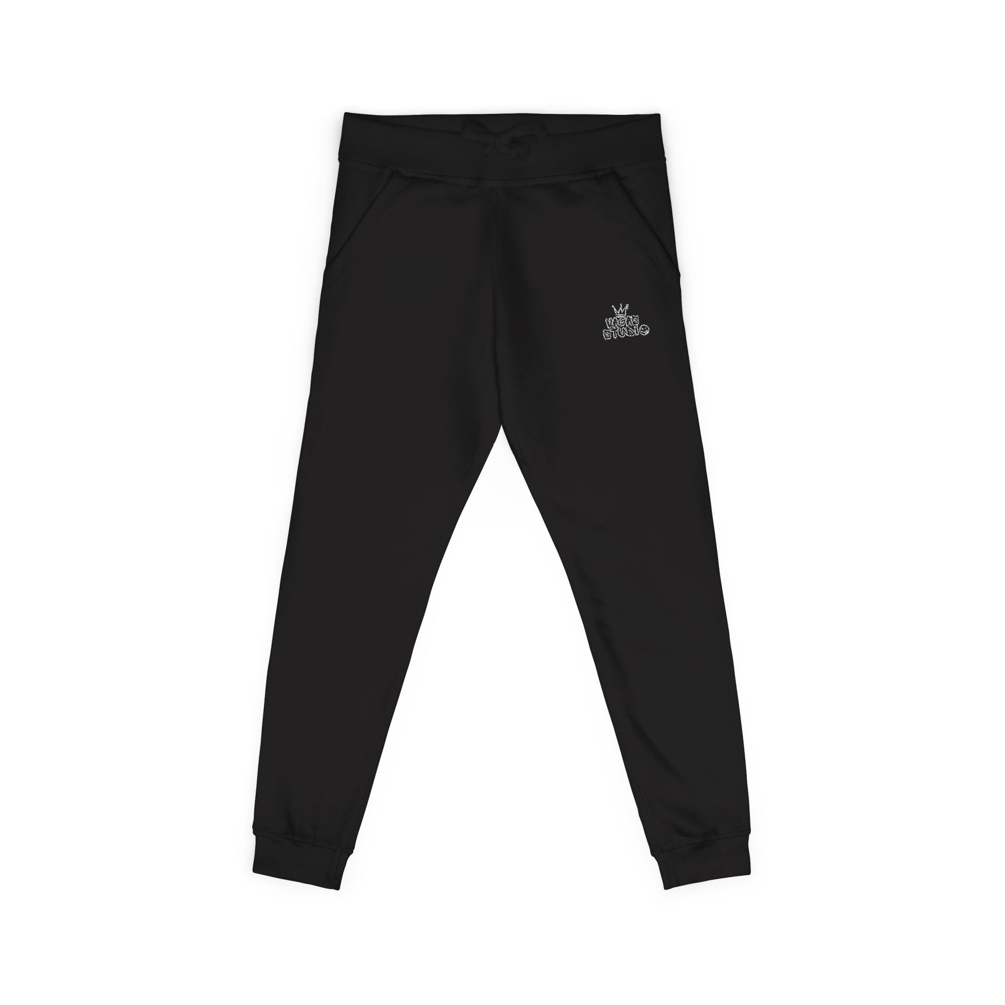VAGAS studio  —  Embroidered Black Fleece Sweatpants